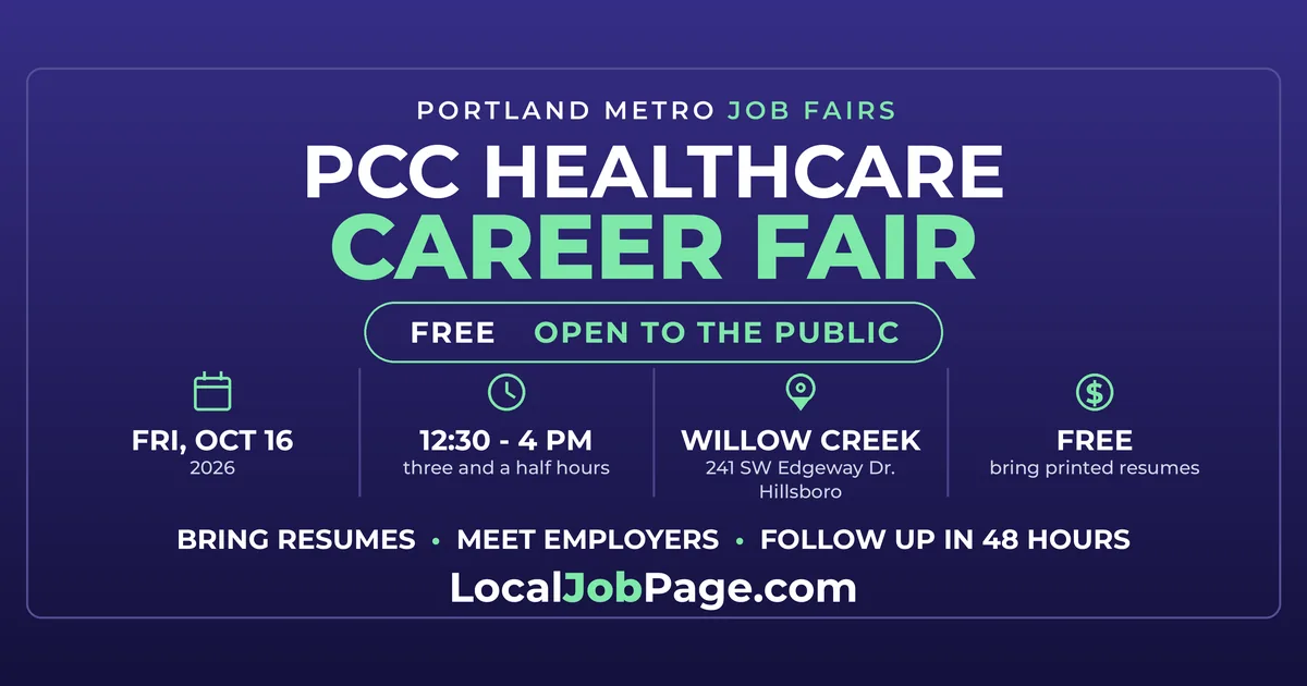 PCC Healthcare Career Fair Oct. 16 in Hillsboro: Free and Open to the Public